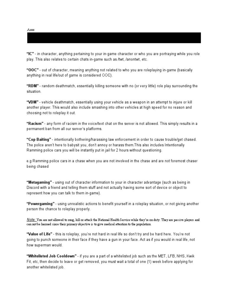 British Roleplay Rules | PDF | Police | Robbery