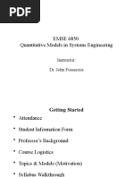 Lecture 1 EMSE 6850 - Quantitative Models For Systems Engineers