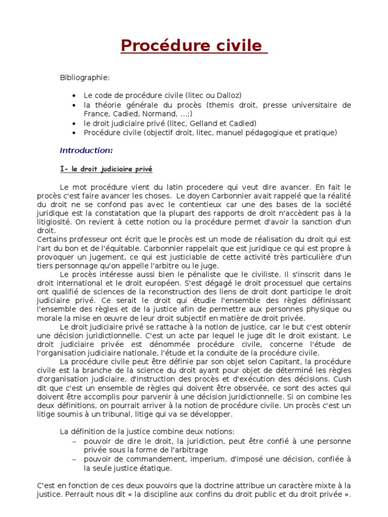Procedure Civile Cours Complet Imprimer Avocat Competence