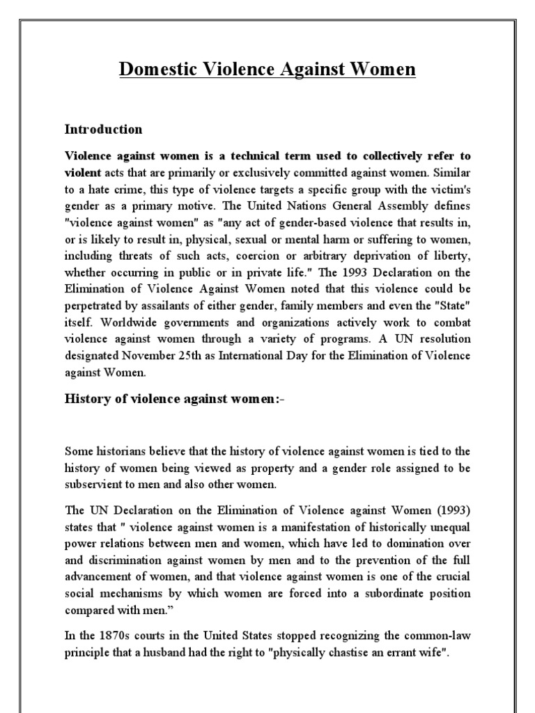 Domestic Violence Against Women | PDF | Domestic Violence ...