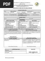 Application Form For The Oral Defense