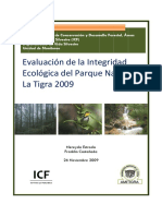 Evaluacion de la Integridad Ecologica Parque Nacional La Tigra 2009