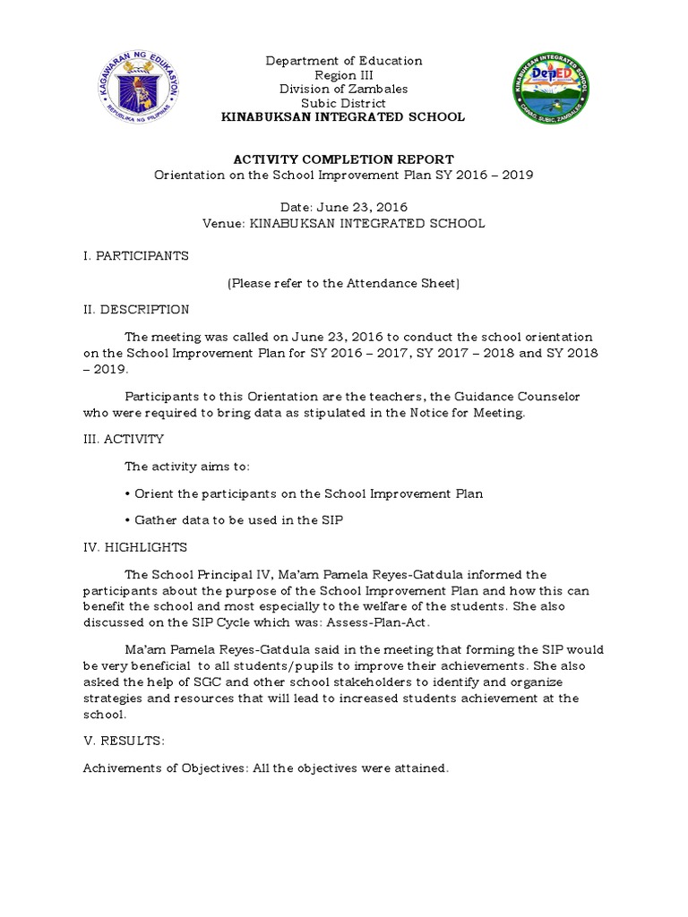 Activity Completion Report | PDF | Strategic Planning | School Counselor