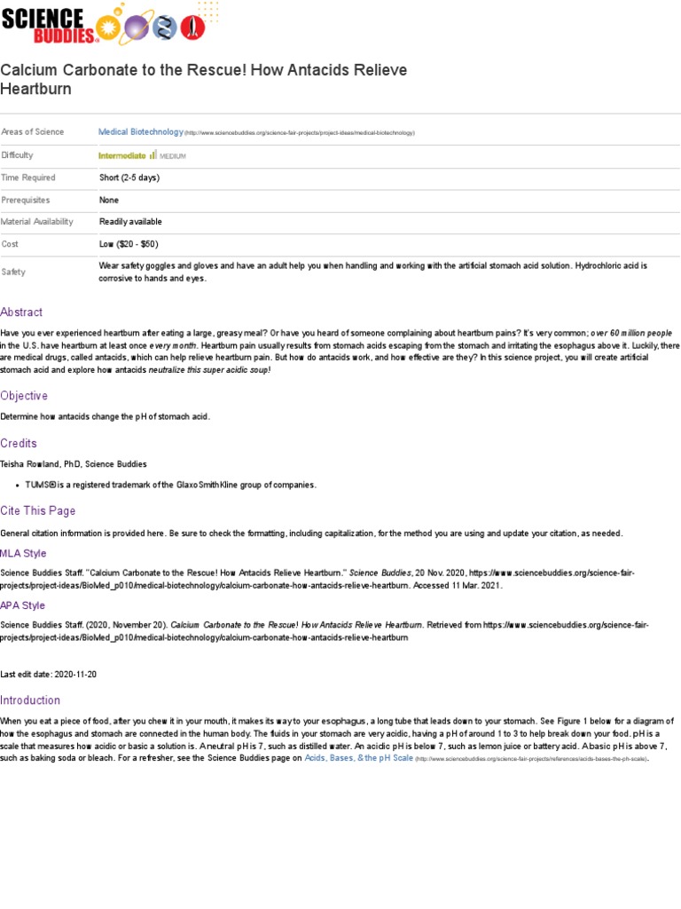 Calcium Carbonate To The Rescue! How Antacids Relieve Heartburn