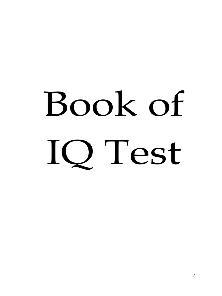 Book of Iq Tests Part 1 Intelligence Quotient Psychological Testing