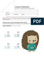 Evaluación Matemática Sumas y Restas