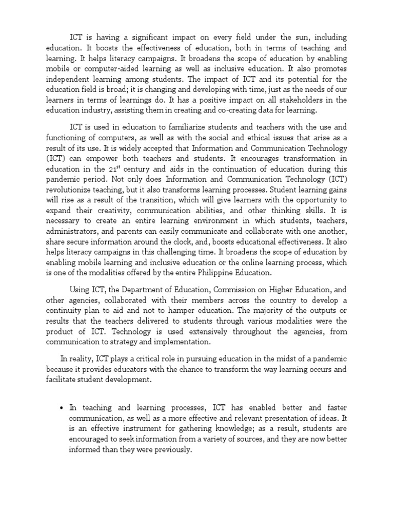 ICT in Teaching Learning | PDF | Educational Technology | Teachers