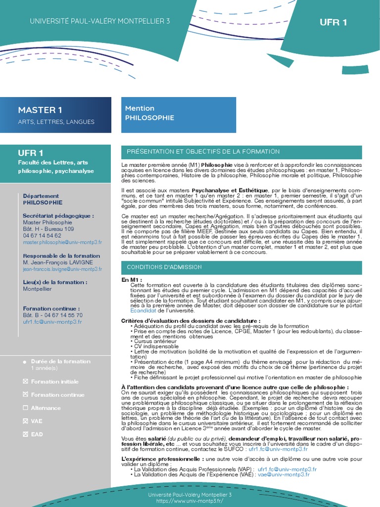 Master Philosophie à Montpellier 3 | PDF