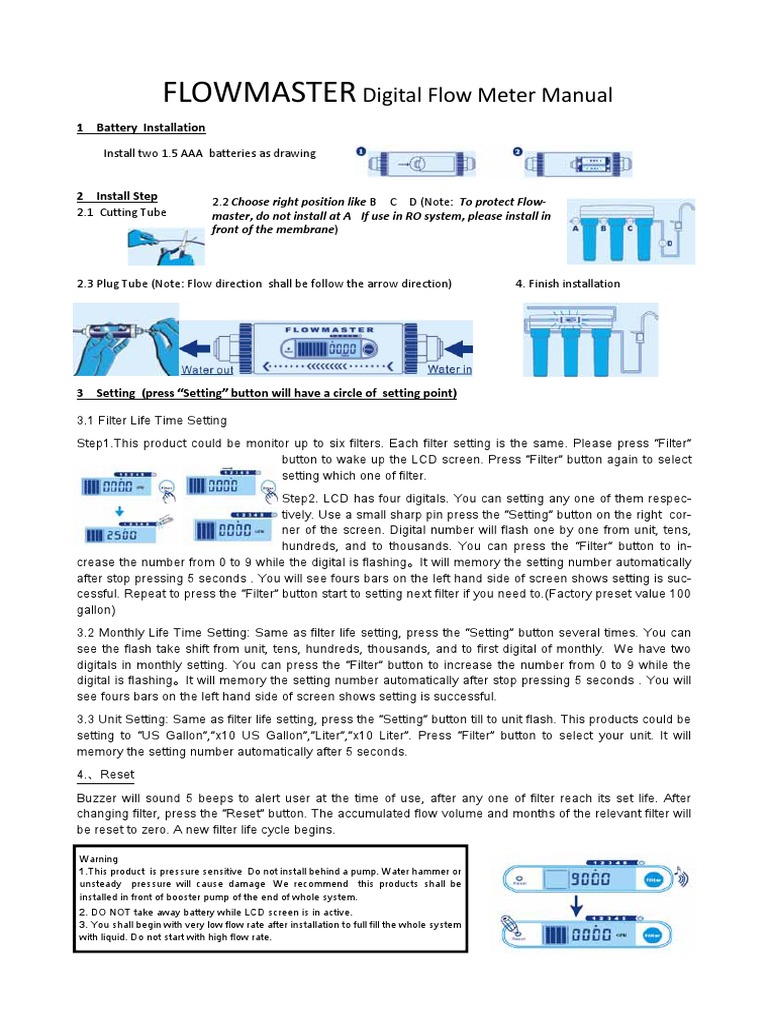 Flowmaster Digital Flow Meter Manual PDF Equipment Manufactured