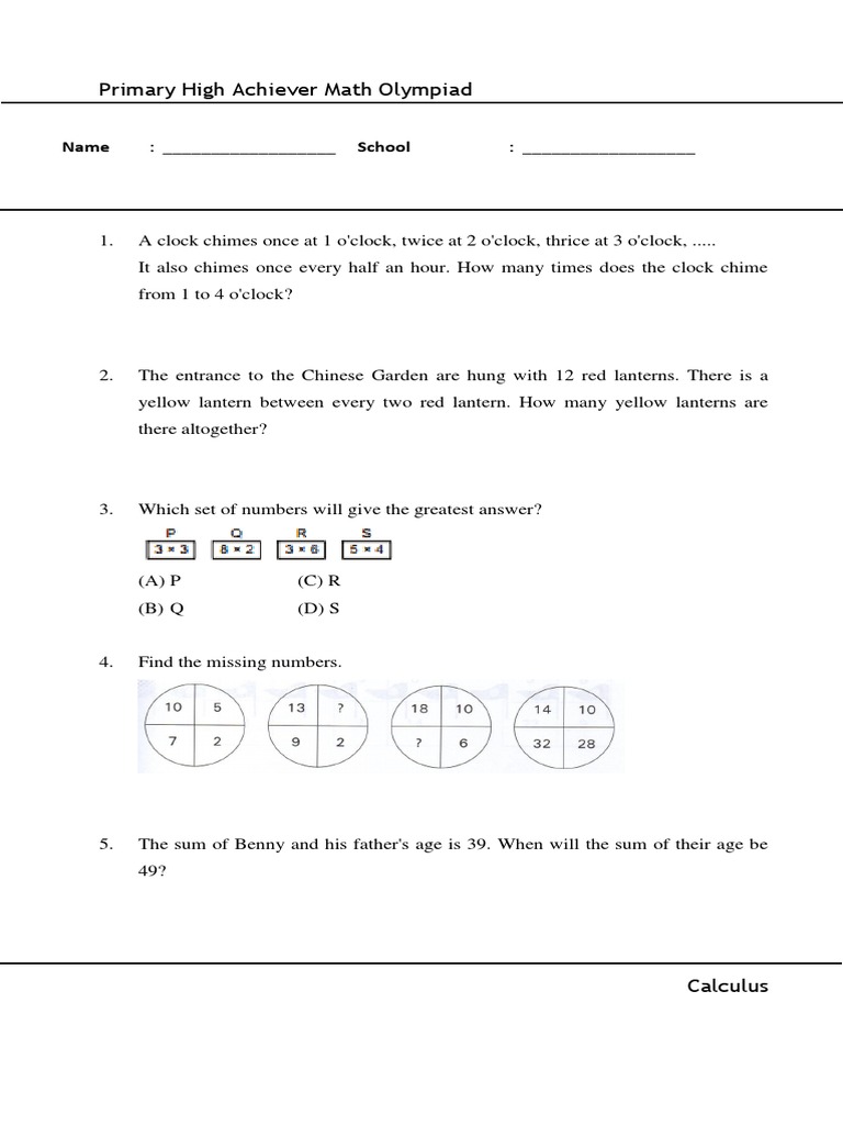 Math Olimpiade Grade 2-6 | PDF