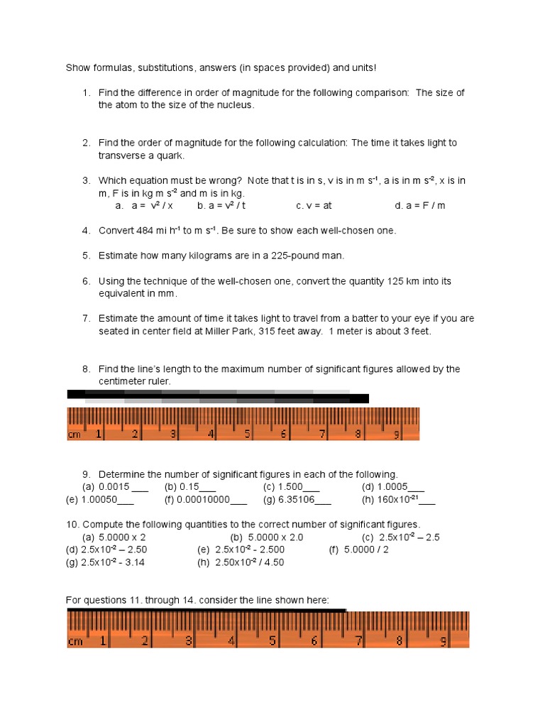 Physics Measurement and Calculation Guide | PDF | Significant Figures ...