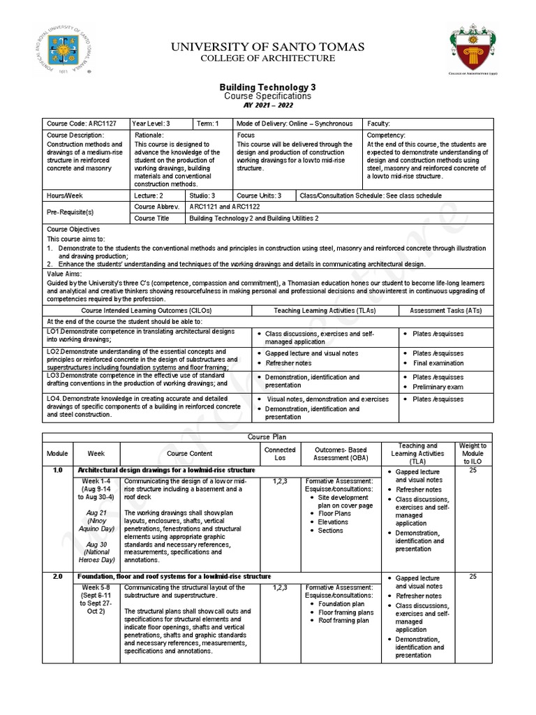 UST Building Technology 3 Overview | PDF | Design | Learning