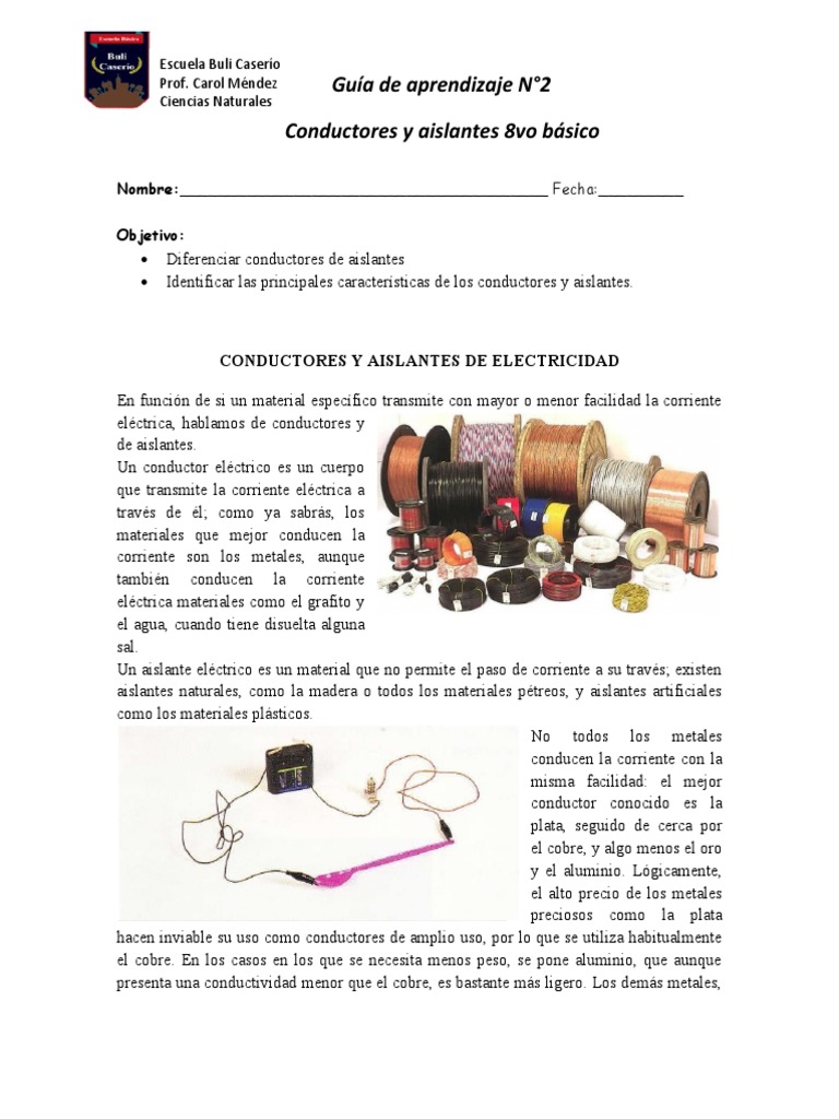 Guia Conductores y Aislantes | PDF | Aislador (Electricidad) | Rieles