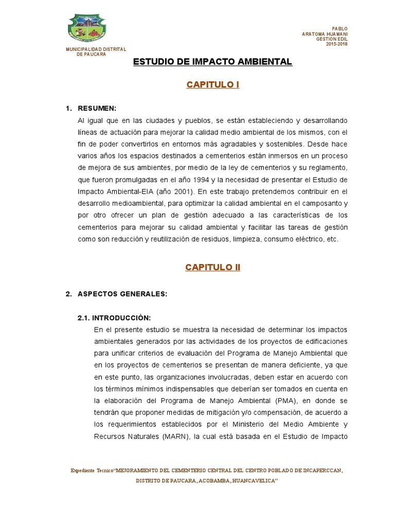 Estudio de Impacto Ambiental | PDF | Población | Residuos