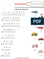 Word Scramble Worksheets Pack Transportations Unscramble and Match The Words With Pictures
