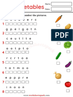 Word Scramble Worksheets Pack Vegetables Unscramble and Match The Words With Pictures