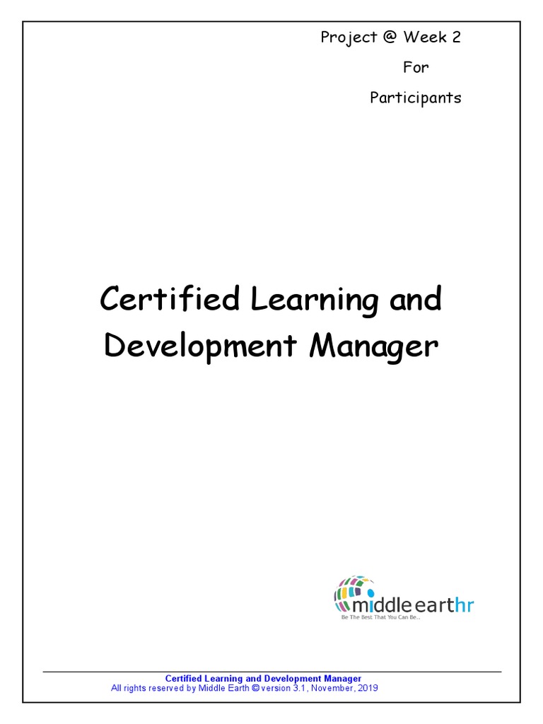 Certified Learning and Development Manager: Project at Week 2 For ...