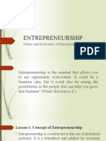 Entrepreneurship: Nature and Relevance of Entrepreneurship