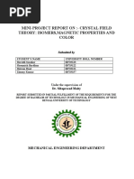 Mini-Project Report On:-Crystal Field Theory: Isomers, Magnetic Properties and Color