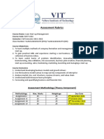 Assessment Rubrics: Course Name: Lean Start-Up Management Course Code: MGT 1022 Semester: Fall Semester 2021-2022