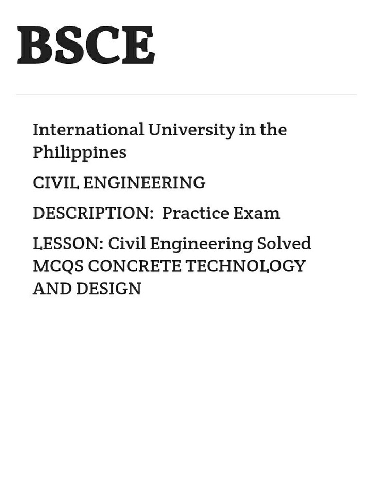 Practice Exam Civil Engineering Concrete Technology & Design | PDF