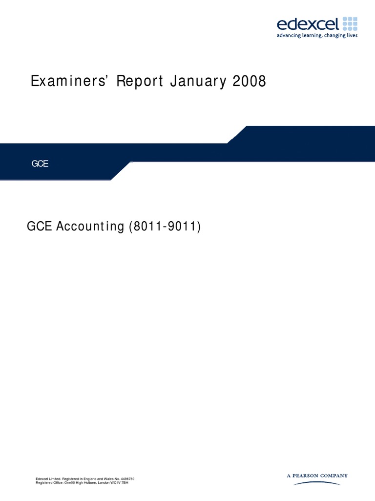 Examiners' Report January 2008: GCE Accounting (8011-9011) | PDF ...