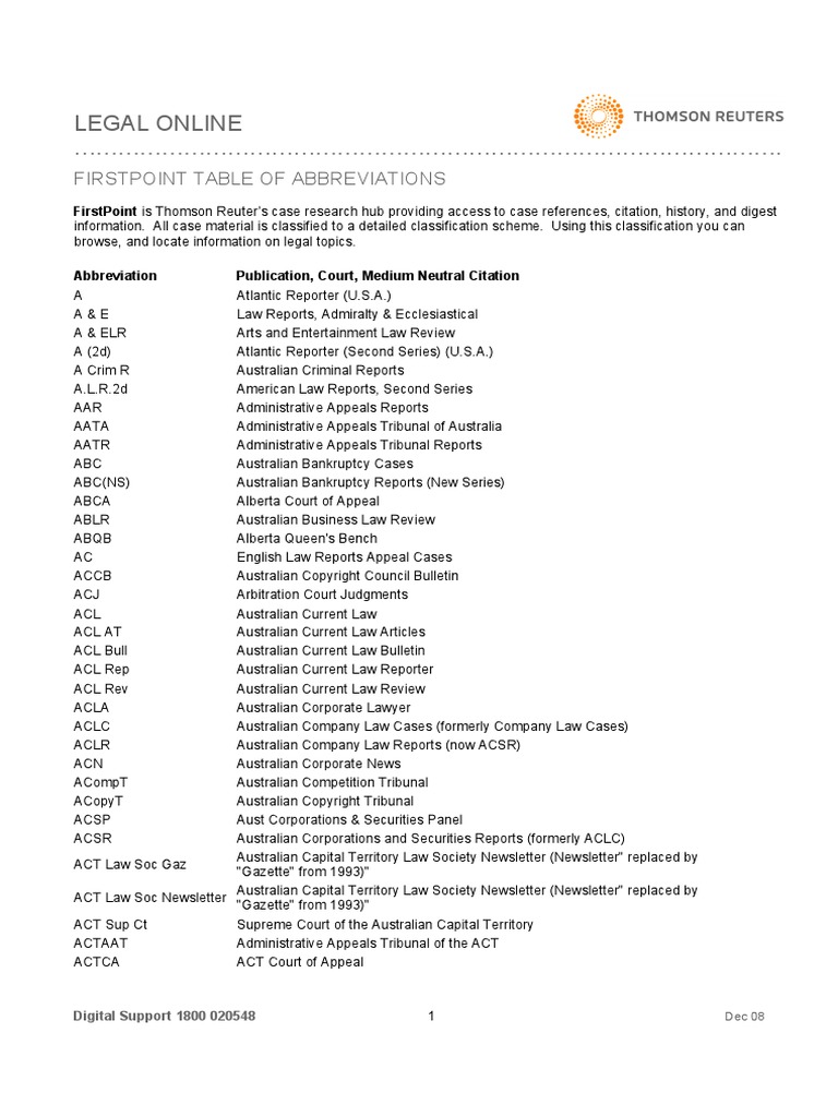 1 Abbreviations INTERNATIONAL Law Journals by Thomson Reuters PDF