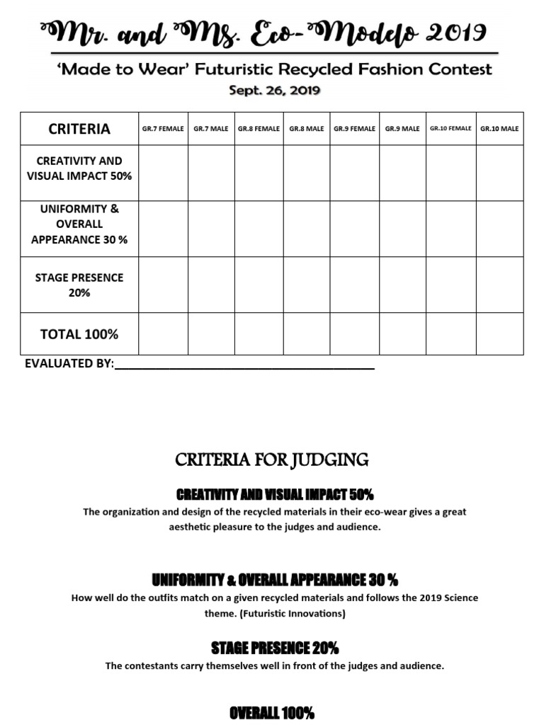 Criteria For Judging Eco Modelo | PDF