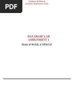 Database Lab Assignment 1: Study of M SQL & Oracle