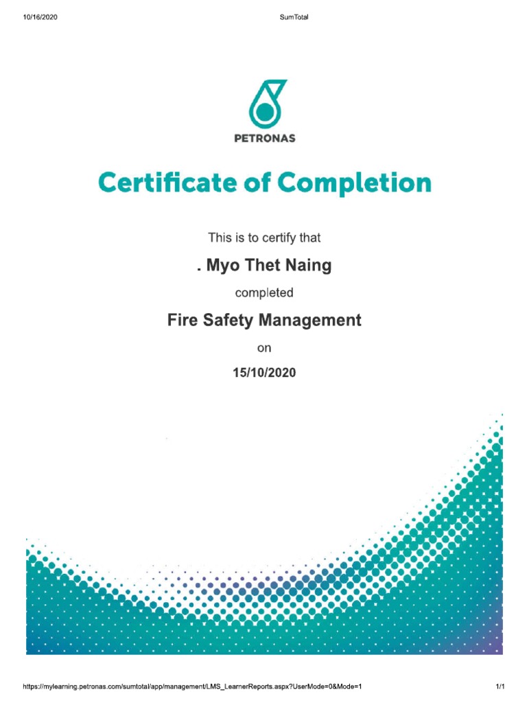 LMS Fire Safety Management Certificate PDF