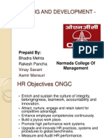 Training and Development - Ongc: Prepaid By: Narmada College of Management