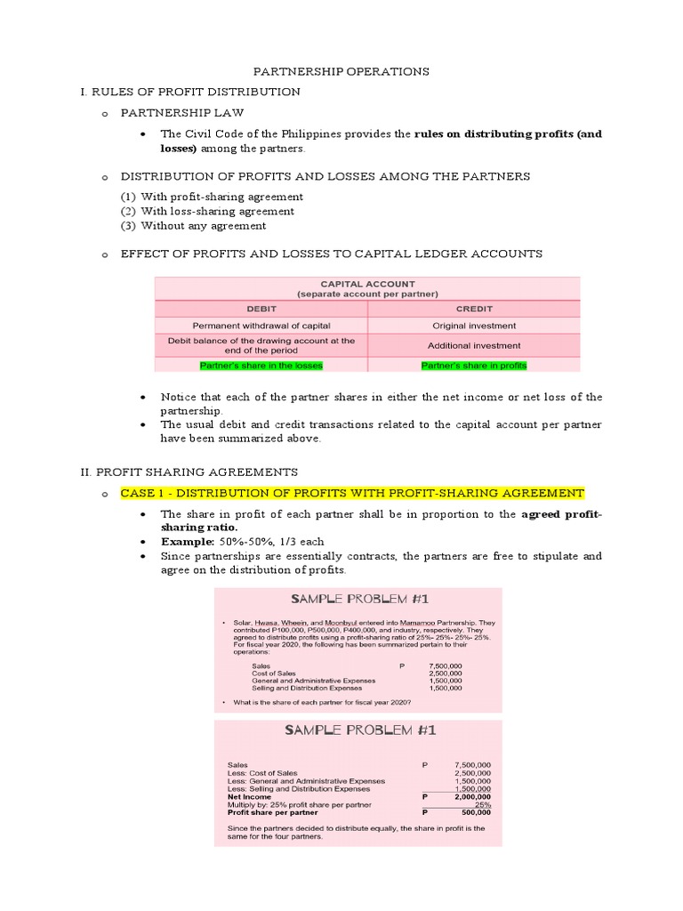 Guidelines for Distributing Partnership Profits and Losses Based on ... - Business Partnership Cumulative Loss