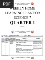 Weekly Home Learning Plan For Science 7: Quarter 1