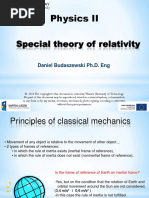 Physics II: Special Theory of Relativity