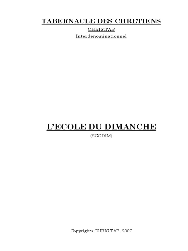 L'ecole Du Dimanche | PDF | Église chrétienne | Jésus