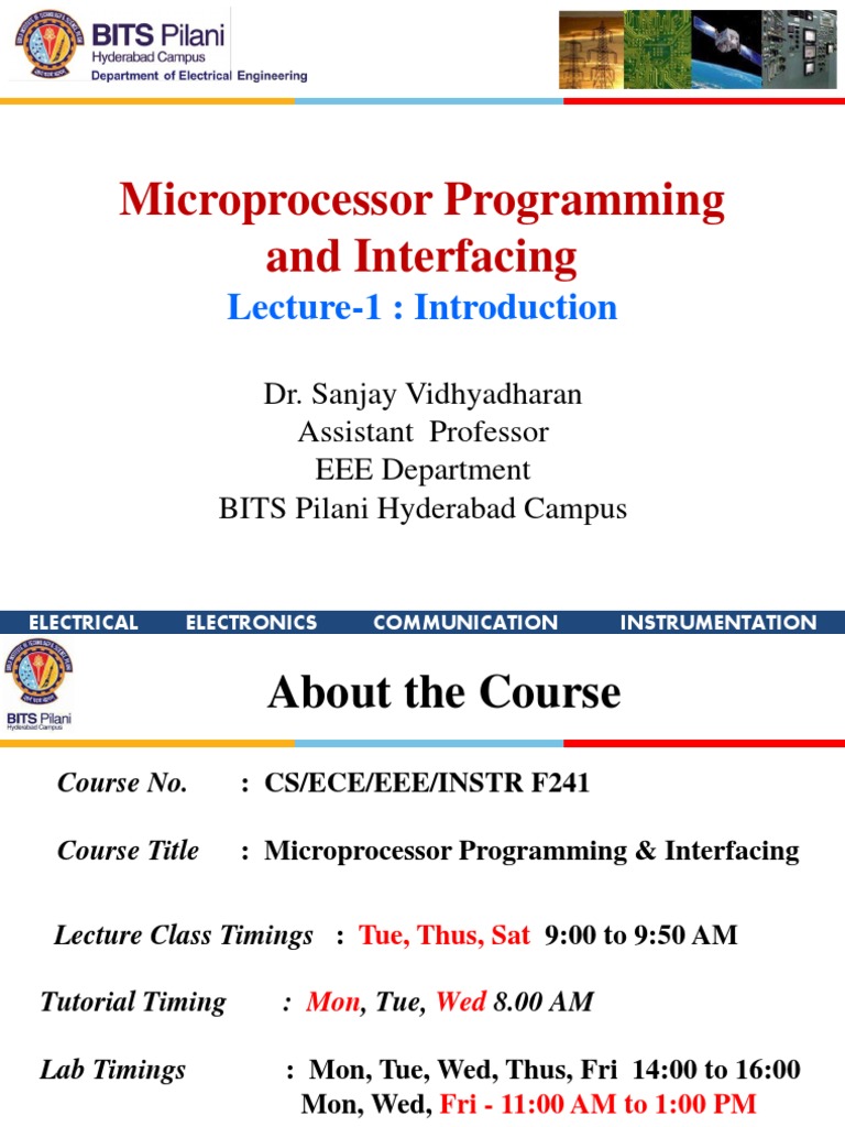 Microprocessor Programming and Interfacing: Lecture-1: Introduction ...