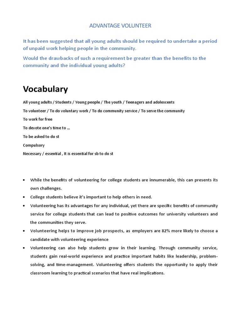Benefits of Volunteering for Students | PDF | Volunteering | Adolescence