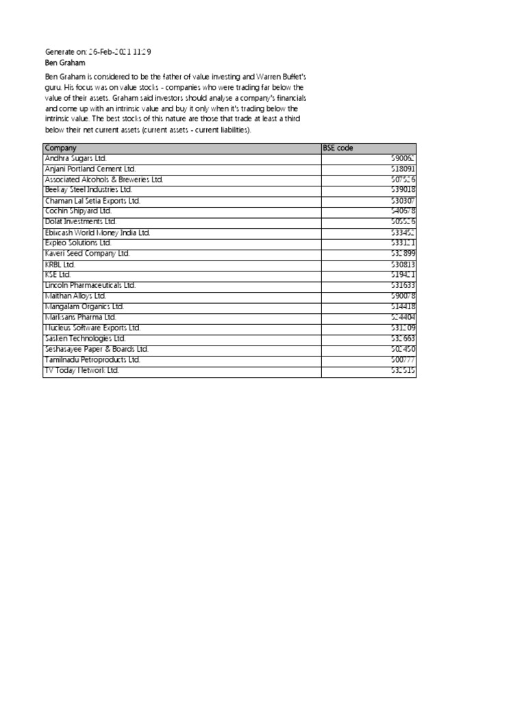 Ben Graham | PDF | Investing | Value Investing