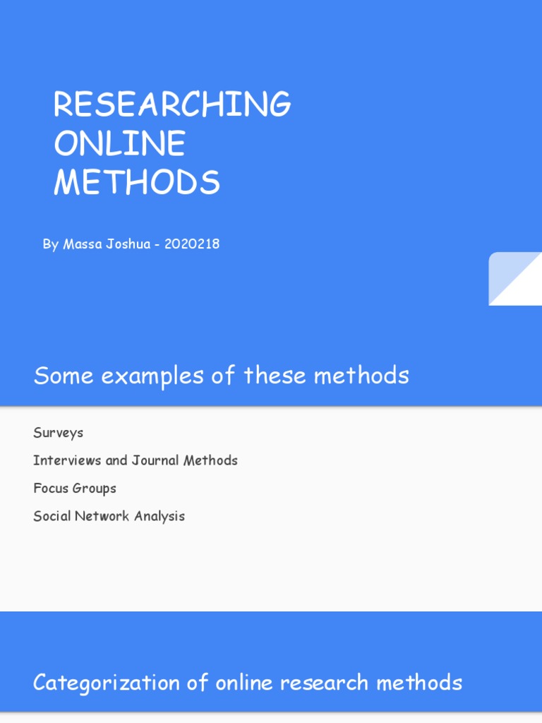 ONLINE RESEARCH METHODS intelligence overview
