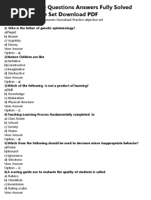 Pedagogy MCQ Questions Answers Fully Solved Sample Practice Set Download PDF