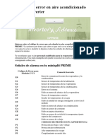 Codigos de Error en Aire Acondicionado PRIME Inverter