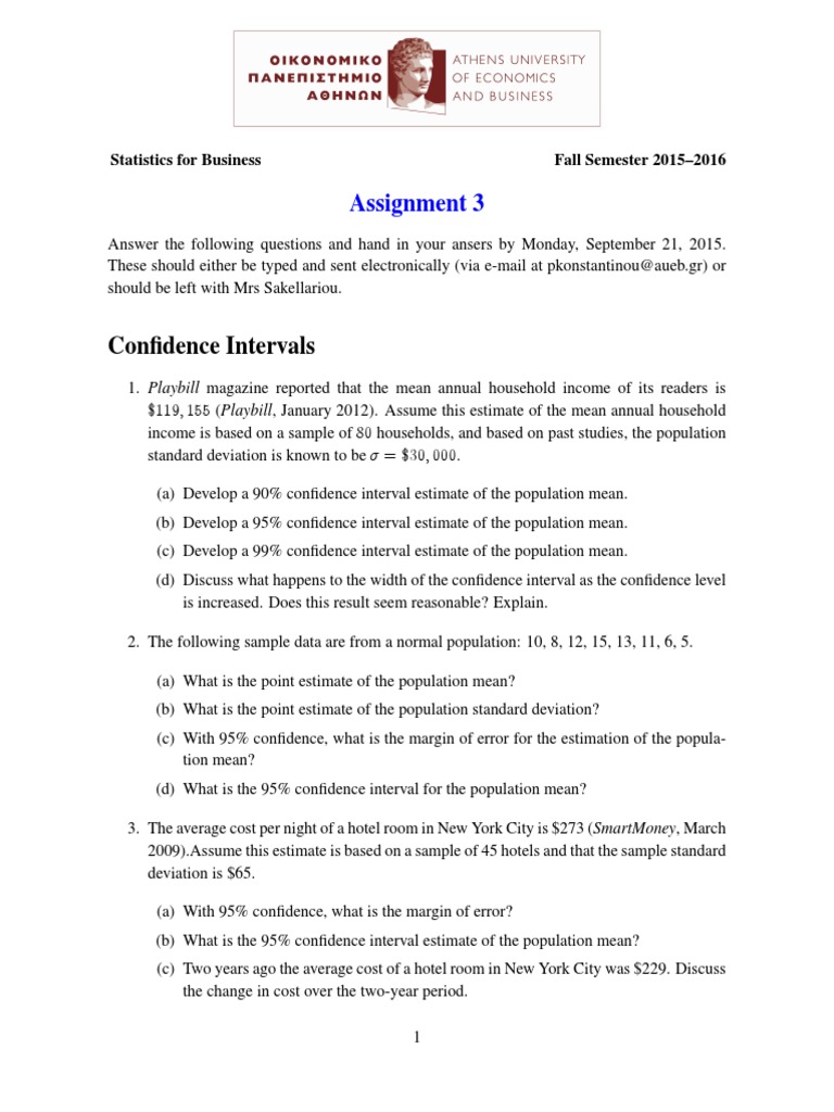 Confidence Intervals Assignment 3 Pdf Confidence Interval P Value