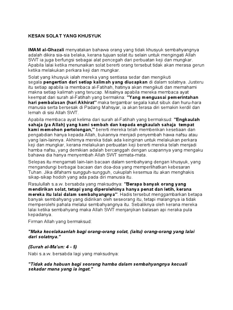 Kesan Solat Yang Khusyuk Pdf