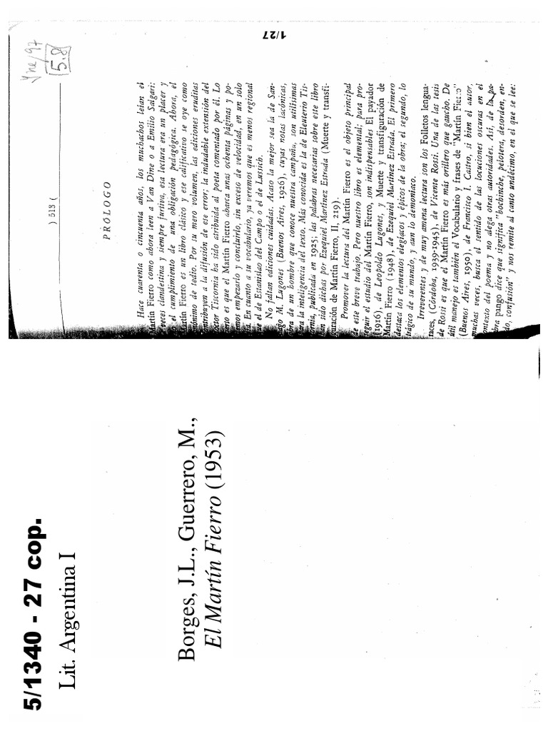 Borges Y Guerrero El Martín Fierro Pdf