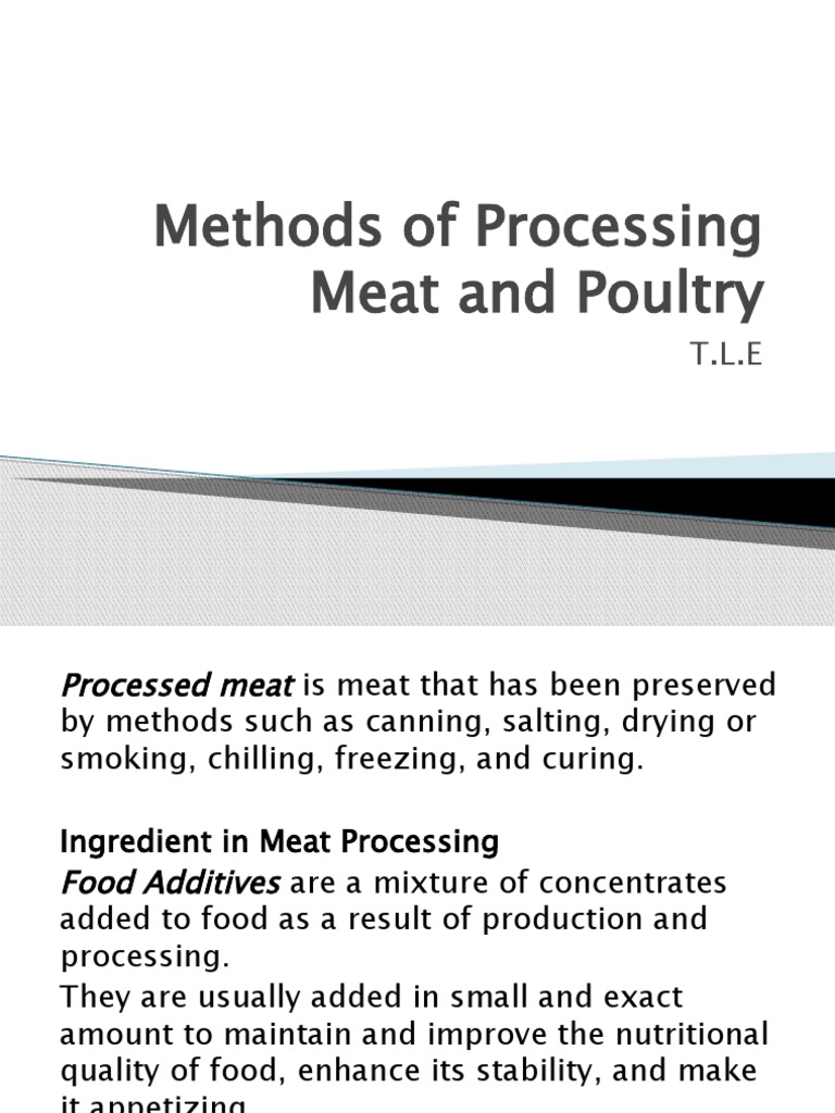 Methods of Processing Meat and Poultry PDF Foods Curing (Food