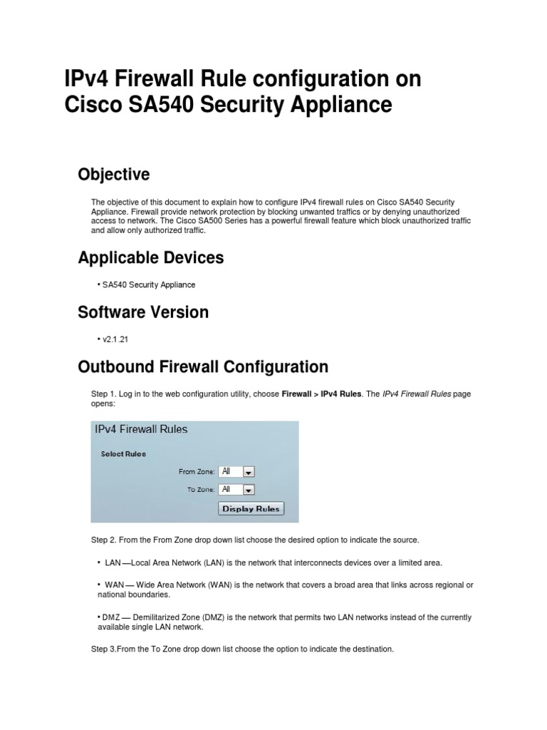 90281-IPv4 Firewall Rule Configuration On Cisco SA540 Security ...