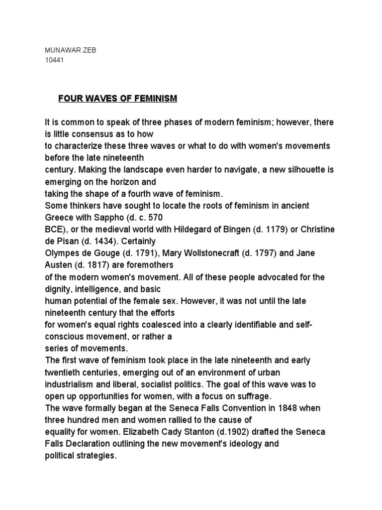 Four Waves of Feminism: Munawar Zeb 10441 | PDF | Feminism | Gender Studies