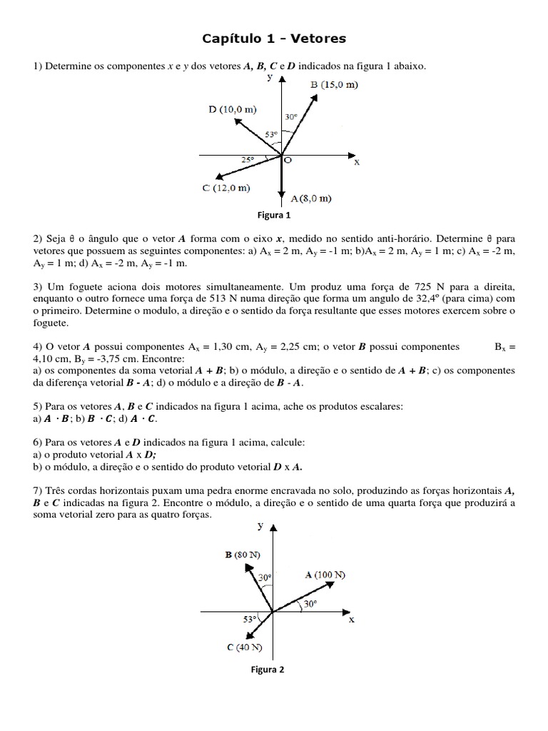 Exercícios sobre Vetores e Forças | PDF | Vetor euclidiano | Mecânica