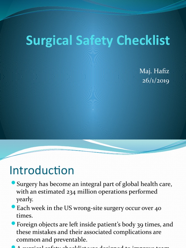 WHO Surgical Safety Checklist Overview | PDF | Surgery | Anesthesia