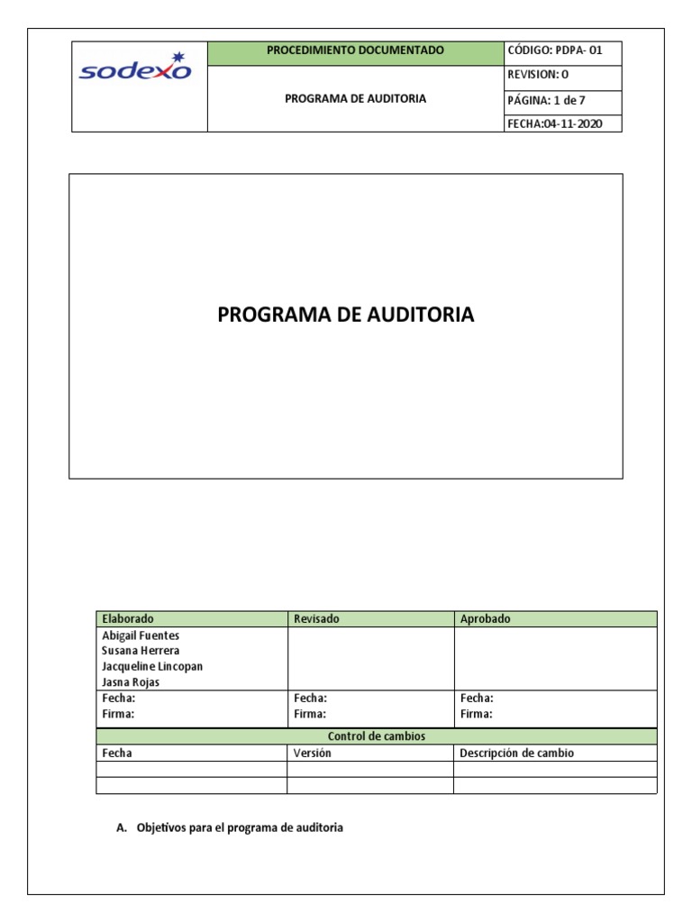 Programa de Auditoría ISO 9001 | PDF | Auditoría | Contralor